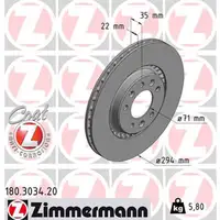 ZIMMERMANN 180.3034.20 Bremsscheiben Satz CITROEN Jumpy PEUGEOT Expert Traveller hinten