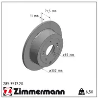 ZIMMERMANN Bremsscheiben + Bremsbeläge HYUNDAI Santa Fe 2 (CM) hinten