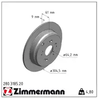 ZIMMERMANN Bremsscheiben für Honda CR-V II (RD) 2.0 2.4Vtec 4WD 2.2CTDi hinten