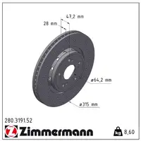 Zimmermann SPORT Bremsscheiben für HONDA CR-V IV (RM_) 2.0 1.6/2.2i-DTEC vorne