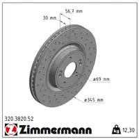 Zimmermann SPORT Bremsscheiben Satz KIA Stinger (CK) 2.0 T-GDI 197-256 PS vorne