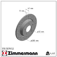 Zimmermann SPORT Bremsscheiben Satz MAZDA 3 (BK BL) 5 (CR19 CW) hinten