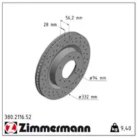 Zimmermann SPORT Bremsscheiben Satz MITSUBISHI Pajero 4 mit langen Radstand vorne