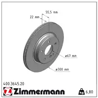 ZIMMERMANN Bremsscheiben 300mm 400.3645.20 für Mercedes W202 W203 C208 R170 hinten