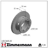 ZIMMERMANN Bremsscheiben Satz Ø 285mm MERCEDES Sprinter 4-t 904 VW LT 28-46 II hinten