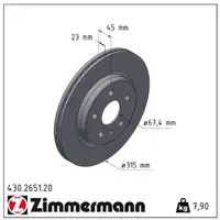 ZIMMERMANN Bremsscheiben + Bremsbeläge OPEL Insignia B GSI hinten