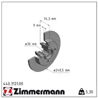 ZIMMERMANN Bremsscheiben + Radlager + Bremsbeläge PEUGEOT 308 I / SW I hinten