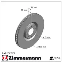 ZIMMERMANN Bremsscheiben Satz CITROEN DS4 DS5 PEUGEOT 308 I 19 Zoll vorne 4249.F6