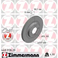 ZIMMERMANN 440.3136.20 Bremsscheiben CITROEN C-ZERO MITSUBISHI i (HA) PEUGEOT ION vorne