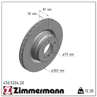 ZIMMERMANN Bremsscheiben Satz LAND ROVER Range Rover 3 (L322) ab Fgst. 9A000001 vorne