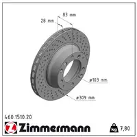 ZIMMERMANN Bremsscheiben Satz PORSCHE 911 3.3 SC / Turbo 300-330 PS hinten