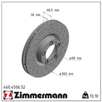 Zimmermann SPORT Bremsscheiben Satz PORSCHE Panamera (971) PR-1LD/1LU vorne