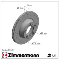 Zimmermann SPORT Bremsscheiben Satz PORSCHE Panamera (971) PR-1KZ/1KF hinten