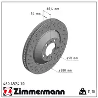 Zimmermann FORMULA Z Bremsscheiben Satz PORSCHE 991 3.8 GT3 + 4.0 GT3 / RS vorne