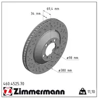 Zimmermann FORMULA Z Bremsscheiben Satz PORSCHE 991 3.8 GT3 + 4.0 GT3 / RS vorne