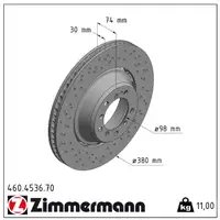 Zimmermann FORMULA Z Bremsscheiben + Beläge + Wako PORSCHE 991 3.8 Turbo / S hinten