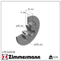 ZIMMERMANN Bremsscheiben + Radlager + Bremsbeläge RENAULT Talisman / Grandtour hinten