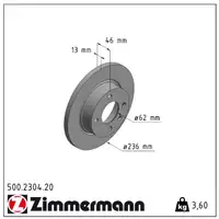 ZIMMERMANN Bremsscheiben Satz SKODA Felicia 1 2 (6U1 6U5) vorne