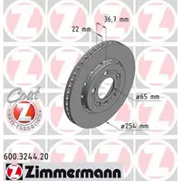 ZIMMERMANN Bremsscheiben für VW Polo (6R 6C) GTI WRC PR-1KD ab 06.2009 hinten