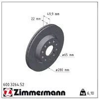 Zimmermann SPORT Bremsscheiben Satz VW Beetle Jetta 4 PR-1ZM/1ZQ ab 10.2016 vorne