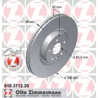 ZIMMERMANN Bremsscheiben Satz VOLVO S60 II S80 II V60 I V70 III XC70 II 18 Zoll vorne