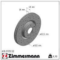 Zimmermann SPORT Bremsscheiben Satz für VOLVO S90 II V90 II 17 Zoll vorne