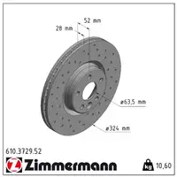 Zimmermann SPORT Bremsscheiben Satz VOLVO XC60 I (156) ab Fgst. CH-908133 vorne