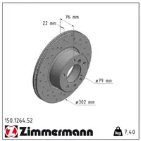 Zimmermann SPORT Bremsscheiben für BMW 5er E34 525-M5 3.5 7er E32 730i vorne