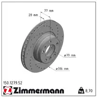 Zimmermann SPORT Bremsscheiben + Beläge BMW 7er E38 728-735i 725tds 730d vorne