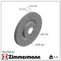 Zimmermann SPORT Bremsscheiben für BMW Active Tourer F45 Gran Tourer F46 vorne