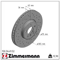 Zimmermann SPORT Bremsscheiben + Bremsbeläge + Sensor BMW X5 E70 4.8i xDrive 355 PS vorne