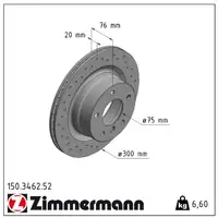 Zimmermann SPORT Bremsscheiben für BMW 1er E88 E82 118-125i 118d 120d hinten