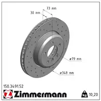 Zimmermann SPORT Bremsscheiben + Beläge + Sensor BMW Z4 E89 sDrive35i/is ab 03.2010 vorne