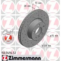 Zimmermann SPORT Bremsscheiben + Beläge + Wako für BMW X3 F25 X4 F26 20-35i 18-35d vorne