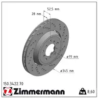 Zimmermann FORMULA Z Bremsscheiben Satz BMW 3er E46 M3 / CSL Z4M 343/360 PS vorne