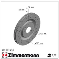 ZIMMERMANN SPORT Bremsscheiben CITROEN DS3 1.2-1.6 1.6 HDi PEUGEOT 208 I 1.6GTi/HDi vorne