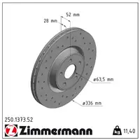 Zimmermann SPORT Bremsscheiben Satz FORD Focus 2 MK2 2.5 RS / 500 305/350 PS vorne