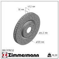 Zimmermann SPORT Bremsscheiben Satz für Honda Accord VIII 2.4i 2.2i-DTEC vorne