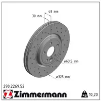 Zimmermann SPORT Bremsscheiben Satz LAND ROVER Range Rover Velar (L560) 17 Zoll vorne