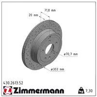 Zimmermann SPORT Bremsscheiben Satz für Chevrolet Captiva Opel Antara hinten