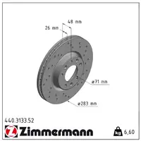 Zimmermann SPORT Bremsscheiben für Peugeot 308 II / SW II f. BOSCH-System vorne