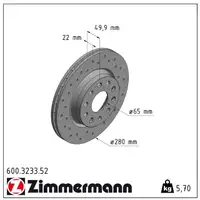 Zimmermann SPORT Bremsscheiben für Audi A3 Seat Leon Octavia VW Golf 5 6 vorne