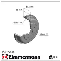 ZIMMERMANN Bremstrommeln Satz FORD Tourneo / Transit Connect 06.2002-12.2013 hinten