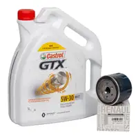 5L CASTROL GTX 5W-30 RN17 Motoröl + ORIGINAL Renault Ölfilter 8200768927