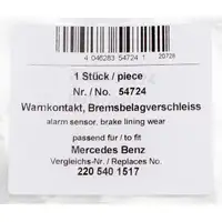 AIC 54724 Warnkontaktkabel MERCEDES W211 W463 W164 W220 vorne / hinten 1645401017