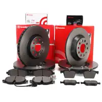 BREMBO Bremsscheiben + Beläge + Sensor VW Golf 7 Passat B8 Tiguan Touran vorne + hinten