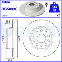 DELPHI BG5089C Bremsscheiben Satz VW Golf 6 7 Touran A1 8X A3 8P 8V Q2 GA TT hinten