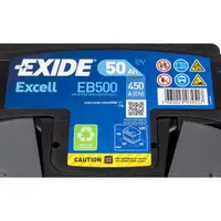 EXIDE EB500 EXCELL Autobatterie Batterie Starterbatterie 12V 50Ah EN450A