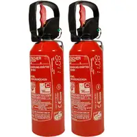 2x 1KG Auto Hand-Feuerlöscher ABC Pulverlöscher Einhandbedienung + KFZ Halterung