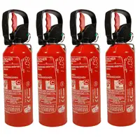 4x 1KG Auto Hand-Feuerlöscher ABC Pulverlöscher Einhandbedienung + KFZ Halterung